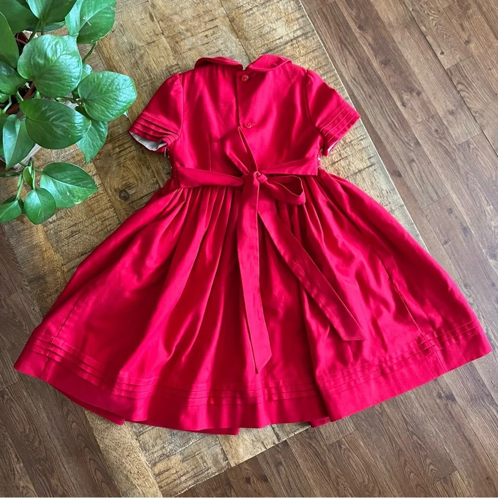 Luli & Me Red Smocked Collar Holiday Dress